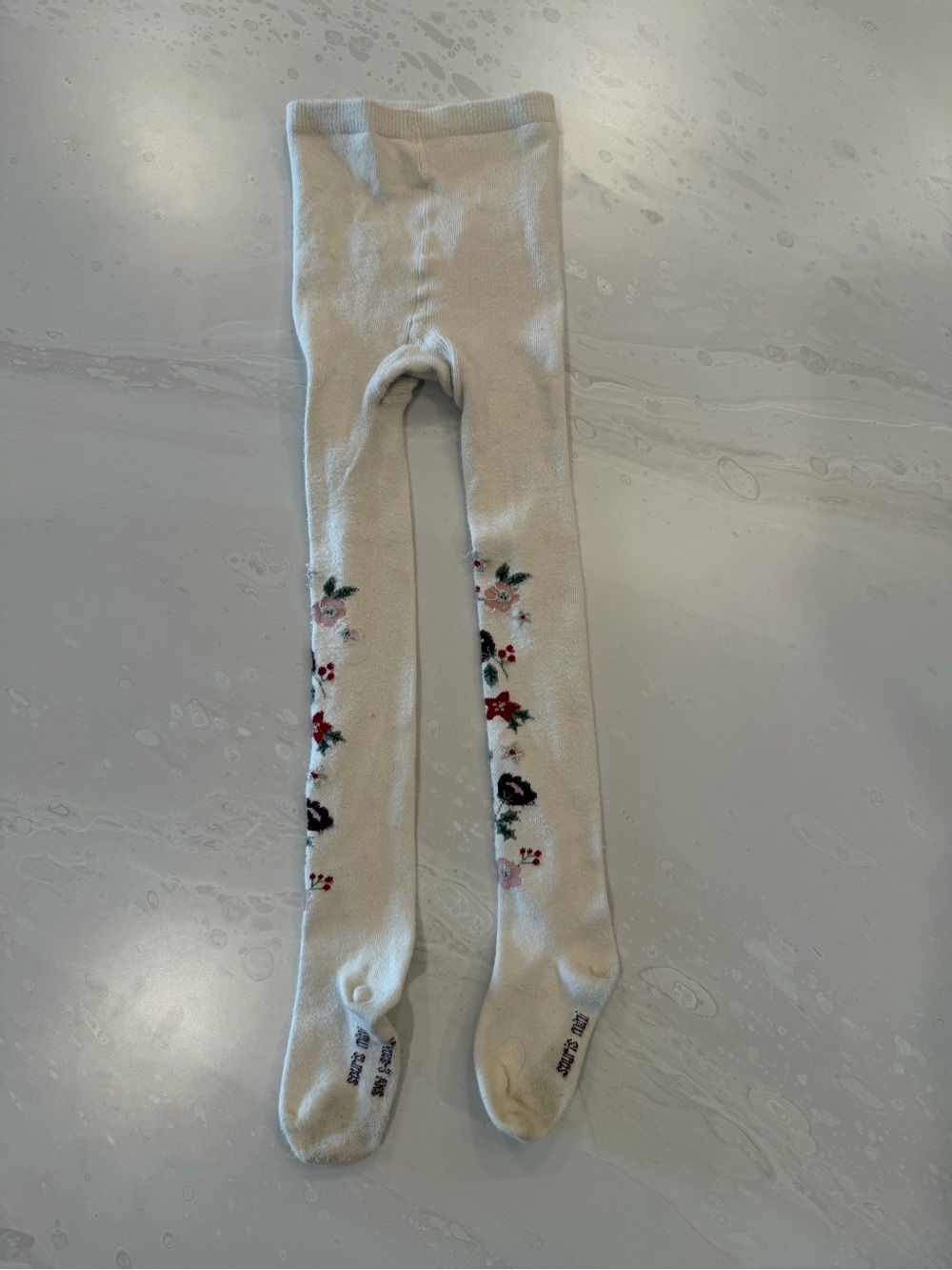 Kids Cream Floral Tights - SOURIS MINI 18M-3T